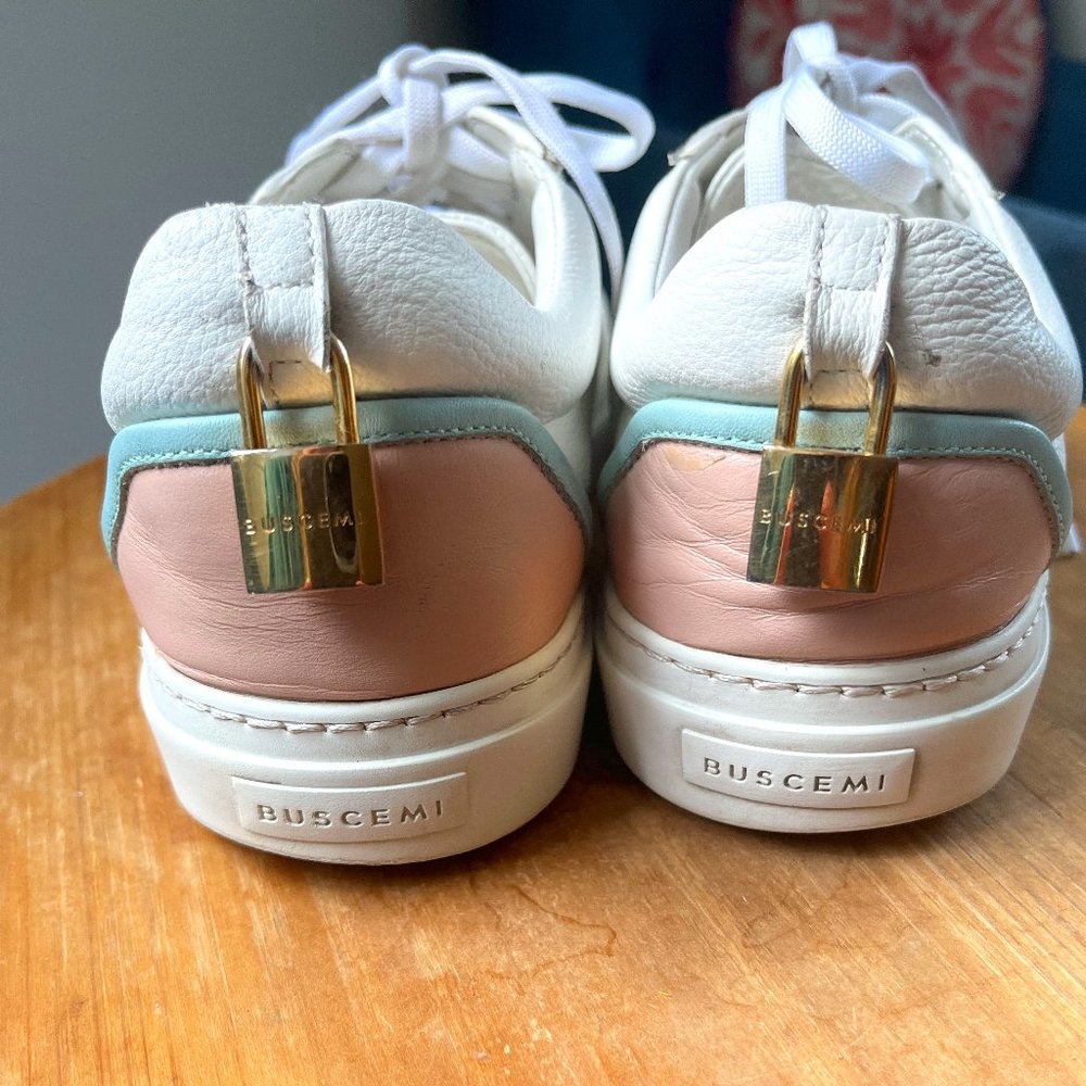 Buscemi Tennis Lock White Trio Leather Sneakers Shoes Size 37.5 COA